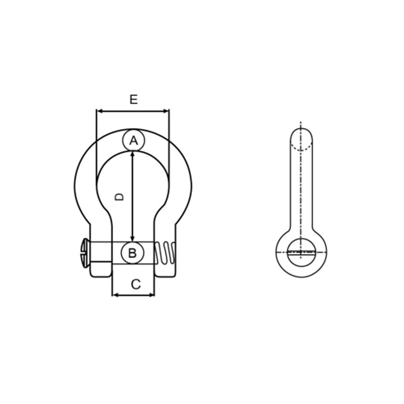 Bow Shackle na may Countersunk Pin